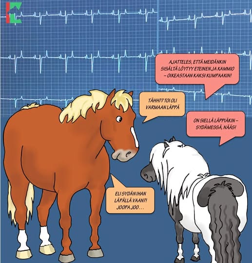 Sarjakuva, jossa kaksi hevosta keskustelee sydänasioista